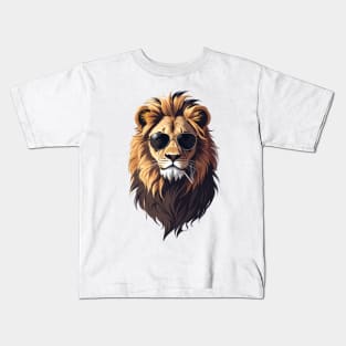 Regal Swagger: Lion Rocking Shades and Cigars Kids T-Shirt